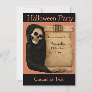 Halloween Party Invitation Scary & Creepy Skeleton Kaart