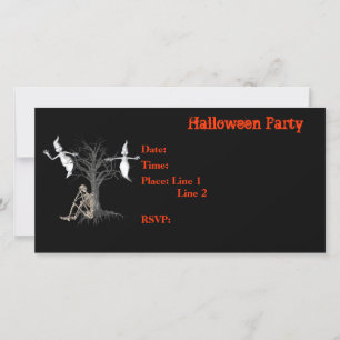 Halloween Party Invitation Skeleton Ghosts Card