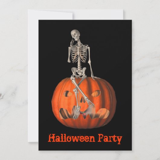 Halloween Party Invitation Skeleton Jack O Lantern Kaart (Voorkant)