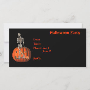 Halloween Party Invitation Skeleton Pumpkin Kaart