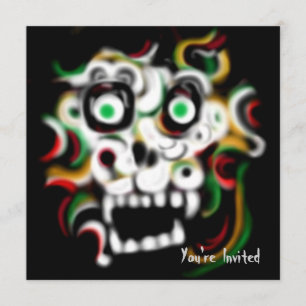 Halloween Party Invitation Skull Kaart