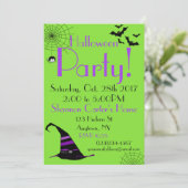 Halloween Party Invitation Spider Bats Kinder Kaart (Staand voorkant)