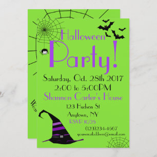 Halloween Party Invitation Spider Bats Kinder Kaart
