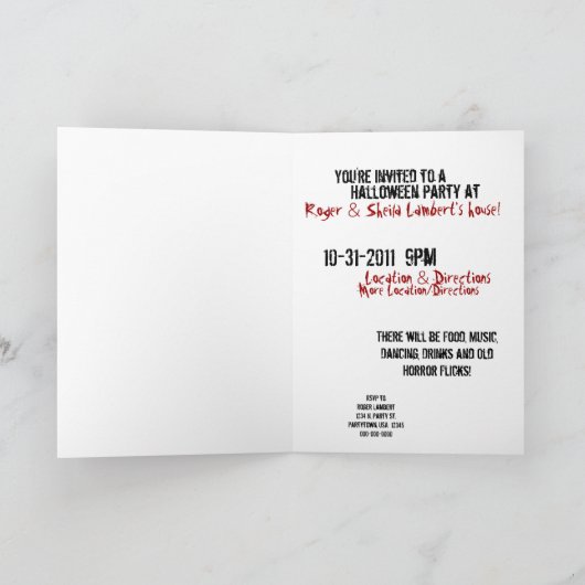 Halloween Party Invitation, Spiderweb Background (Binnen)