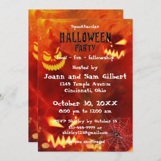 Halloween Party invitation Spooktacular design (Devant / Derrière)