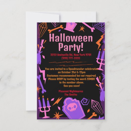  Halloween Party Invitation Spooky Kaart (Voorkant)