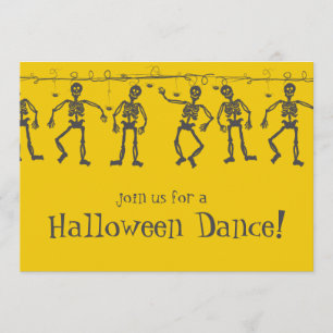 Halloween Party Invitations Dance Skeletons Kaart
