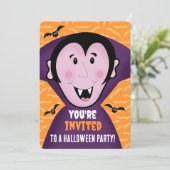 Halloween Party Invite Dracula Vampier Kinder Scha Kaart (Staand voorkant)
