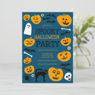 HALLOWEEN PARTY Jack-o-lantaarns Schattige Custom Kaart