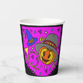 Halloween Party Jack O'Lantern Bugle Paarse Papieren Bekers (Achterkant)