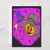 Halloween Party Jack O'Lantern en Bugle Paarse Kaart (Voorkant)