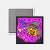 Halloween Party Jack O'Lantern en Bugle Paarse Magneet (Voorkant / Achterkant)