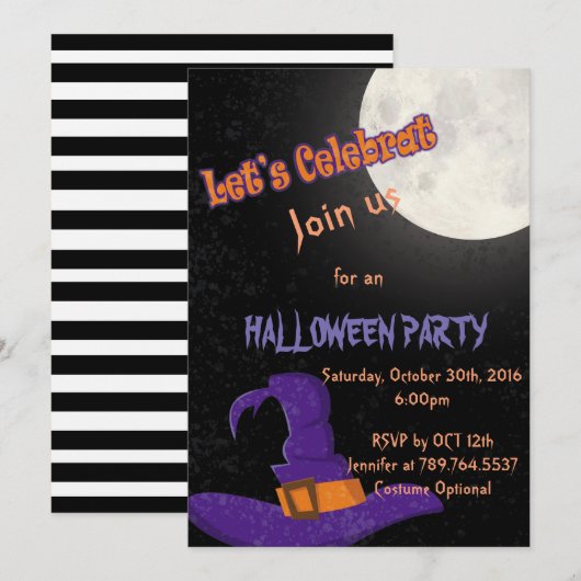 Halloween party kaart (Voorkant / Achterkant)