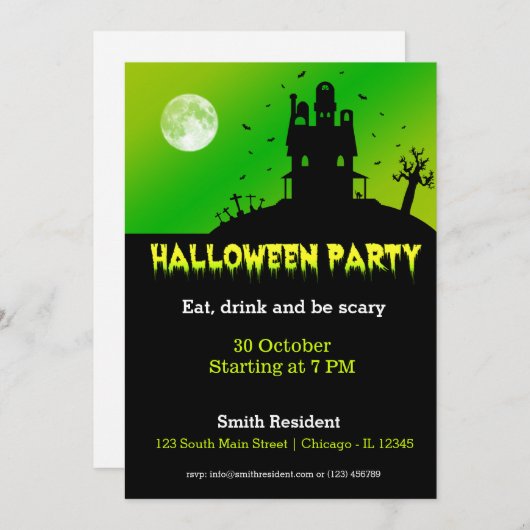 Halloween party kaart (Voorkant / Achterkant)