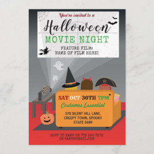 Halloween Party Kinder Kostuum Horror Filmavond Kaart