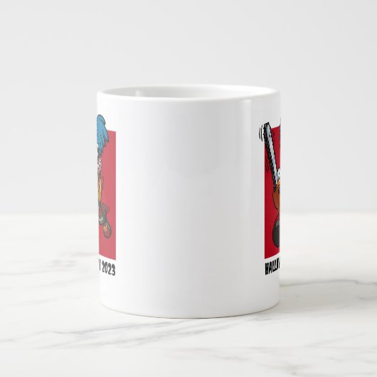 Halloween Party Kleurrijke Kettingzaag Clown Carto Extra Grote Beker (Voorkant)