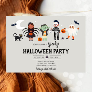 Halloween Party Kostuum Spooky Kids Verjaardag Kaart