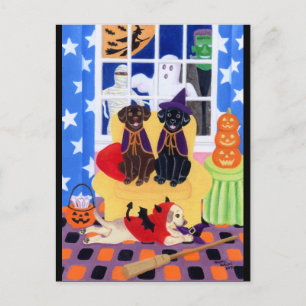 Halloween Party Labradors! Briefkaart