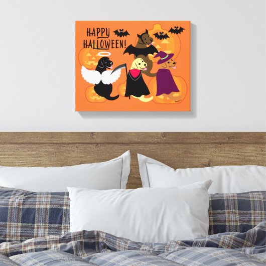 Halloween Party Labradors Canvas Afdruk (Insitu (Slaapkamer))