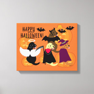 Halloween Party Labradors Canvas Afdruk