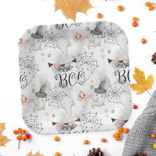 Halloween Party Leuke Ghost Pumpkin Papieren Bordje