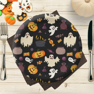 Halloween Party Leuke illustraties Papieren Bordje