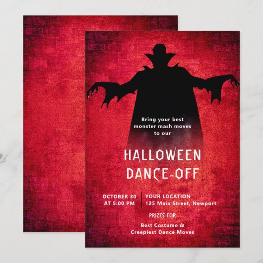 Halloween Party Monster Dance Dracula Rood Zwart Kaart (Voorkant / Achterkant)