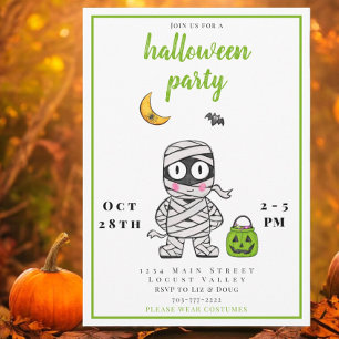 Halloween party mummie voor kinderen kaart