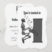 Halloween Party  Musical Skeleton Piano Kaart (Voorkant / Achterkant)