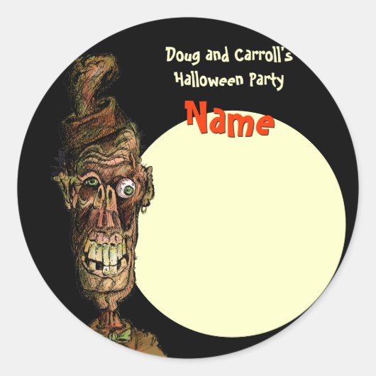 Halloween Party Naam Tag - Nutty Pet Zombie (Voorkant)