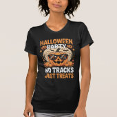 Halloween Party No Tracks behandelt alleen pompoen T-shirt (Voorkant)
