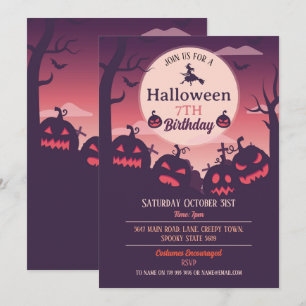 Halloween Party Nodig Geesten Pumpkins Wissels Kaart