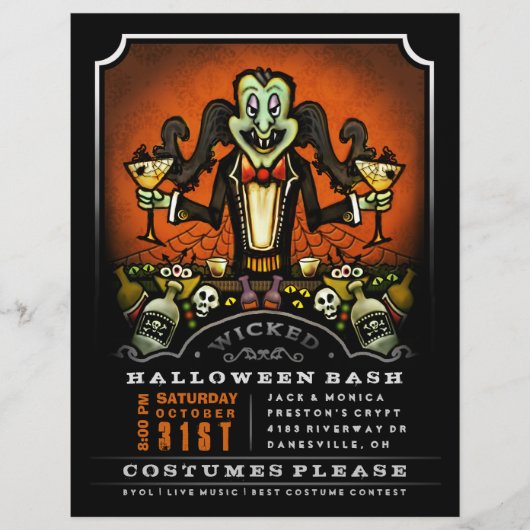 Halloween Party nodigt 8.5 x 11 Flyer Dracula Fun  (Voorkant)