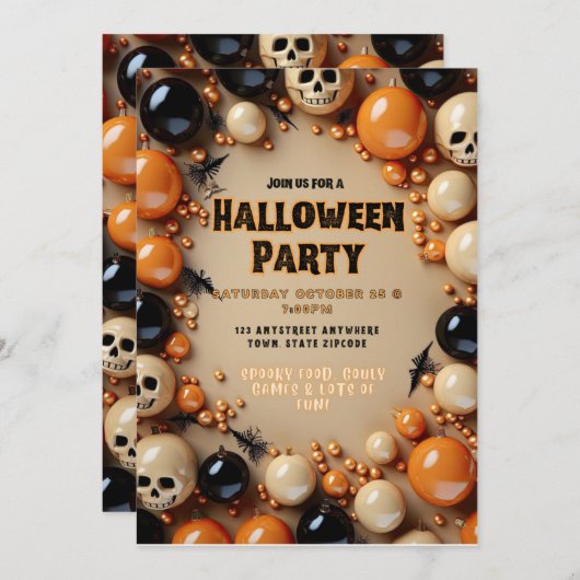 Halloween Party nodigt uit Kaart (Voorkant / Achterkant)