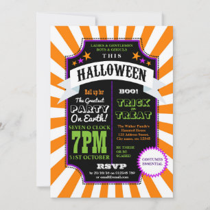 Halloween Party Orange Carnival invitation de cirq