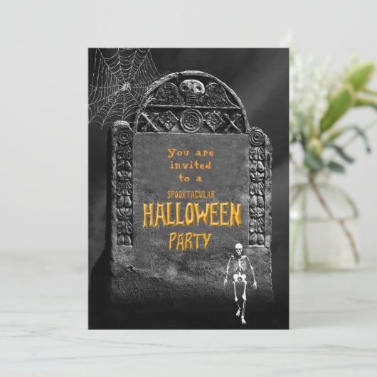 Halloween Party Oude Grafsteen Kaart (Staand voorkant)