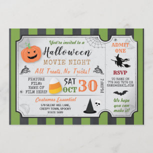 Halloween Party Pumpkin Horror Movie Night Witch Kaart