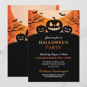 Halloween Party Pumpkin Scary Fun Invitation Kaart (Voorkant / Achterkant)