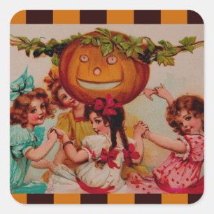 Halloween Party Pumpkin Vierkante Sticker
