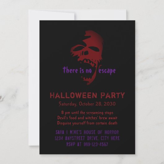 Halloween Party Red Skull Head Creepy Kaart (Voorkant)