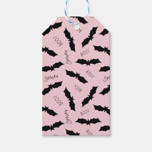 Halloween Party Roze Vleermuizen Cadeaulabel (Voorkant)