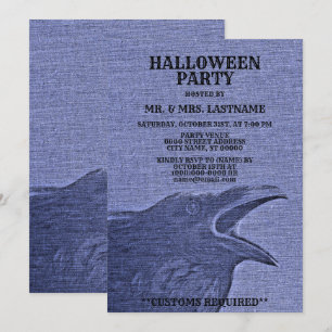 Halloween Party Scary Craw Blauw Paarse Spooky Kaart