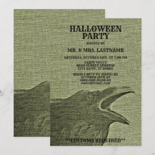 Halloween Party Scary Craw Geel Groen Spooky Kaart