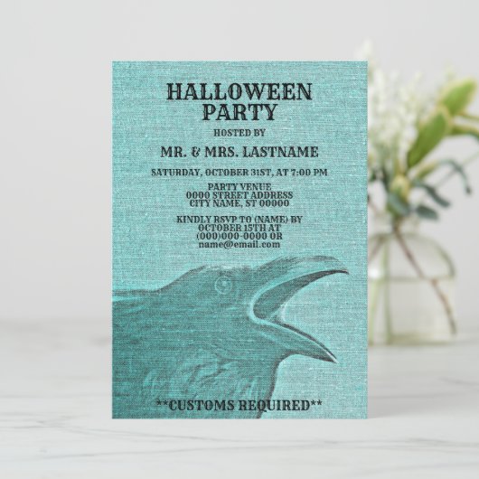 Halloween Party Scary Craw Green Spooky Kaart (Staand voorkant)