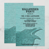 Halloween Party Scary Craw Green Spooky Kaart (Voorkant / Achterkant)