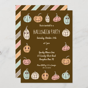 Halloween Party Schattigee Pastel Pompoenen Kaart