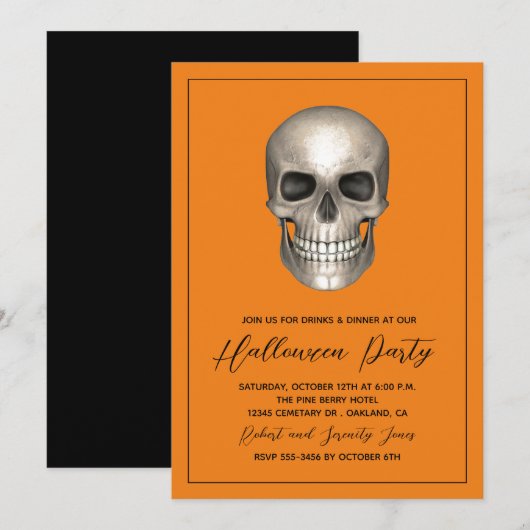 Halloween Party Skeleton Invitation (Devant / Derrière)