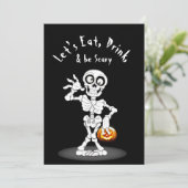 Halloween Party Skeleton Kaart (Staand voorkant)