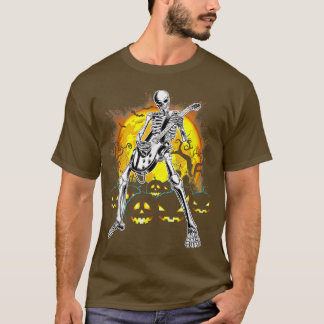 Halloween Party Skeleton Playing Guitar Pumpkin Me T-shirt