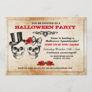 Halloween Party Skulls Rozen Horror Costuum Invite Kaart